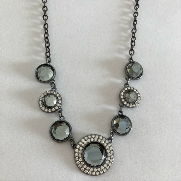 NWT Black Chain Smoky Stone Rhinestone Necklace - Picture 1 of 11